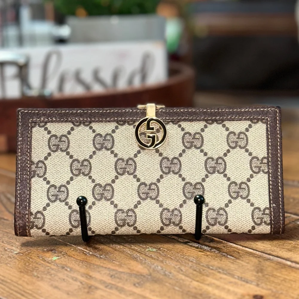 ❌ SOLD ❌ Authentic Vintage Gucci GG Supreme Monogram Long Wallet Clutch Wallet - Picture 3 of 8